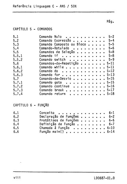 Manual de Referência Linguagem C-ANS / SOX | Datassette