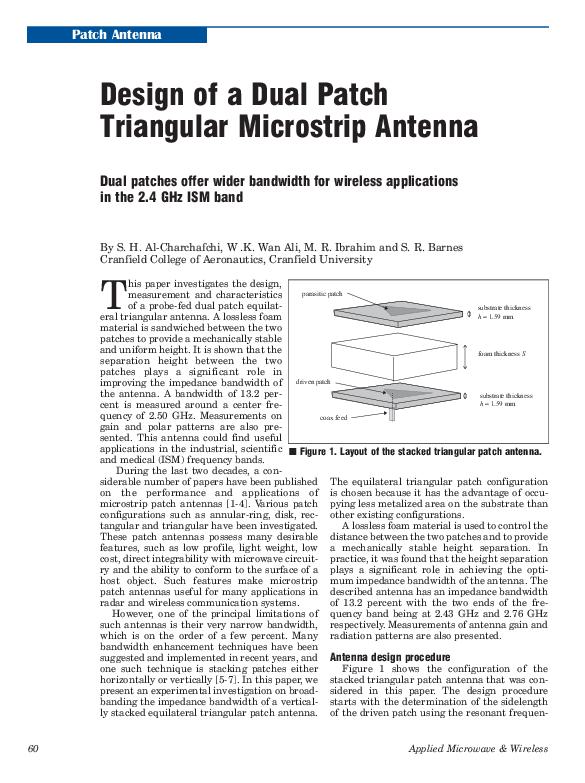 Design of a Dual Patch Triangular Microstrip Antenna | Datassette